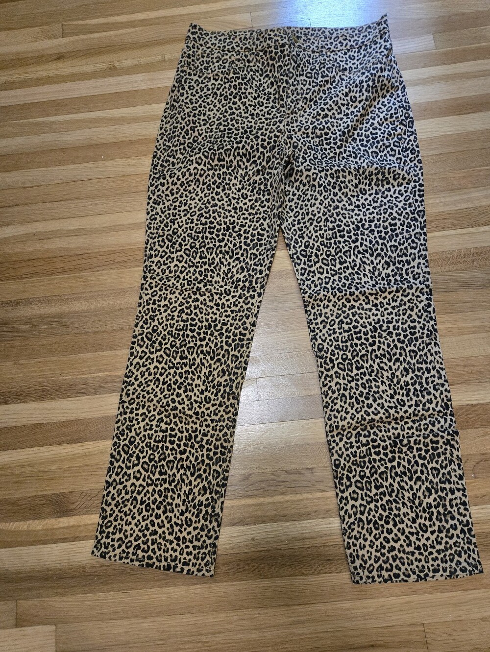 J Crew Leopard Print Straight Leg Denim